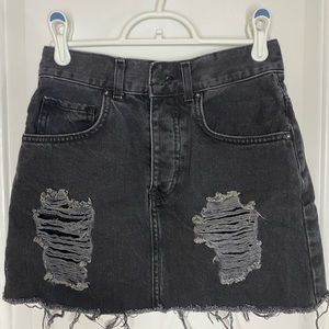 Black Jean skirt with rips!